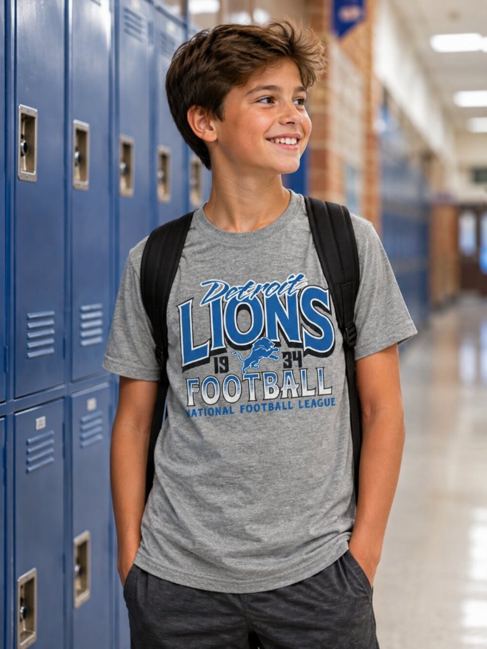 Detroit Lions NFL Youth Gray Graphic T-Shirt XL 16/18 NWT Football Team Apparel